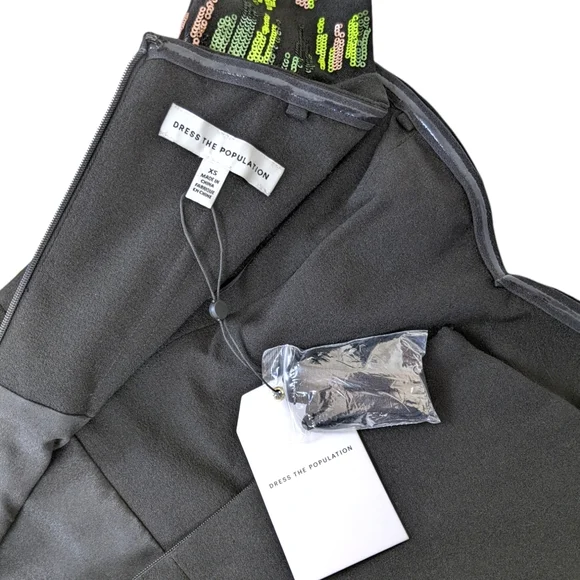 Dress the Population Black Green Sequin Midi Dress - Picture 10 of 14